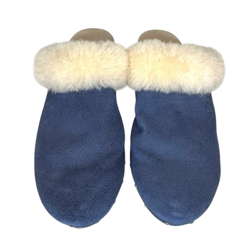 UGG Kalie Navy Blue Sherpa Lined Wooden Clogs Size US 6 - Picture 2 of 10